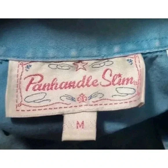 Panhandle Slim Western Shirt Cowgirl Rodeo Blue Snap Front Women Medium - Picture 3 of 4